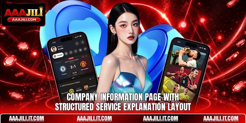 Company information page with structured service explanation layout