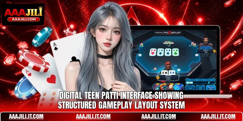 Digital Teen Patti interface showing structured gameplay layout system