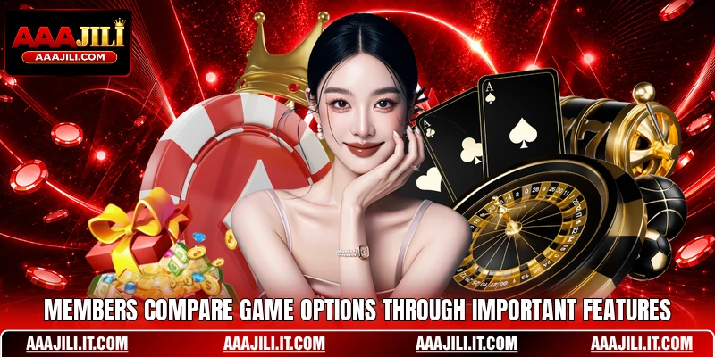 Members compare game options through important features