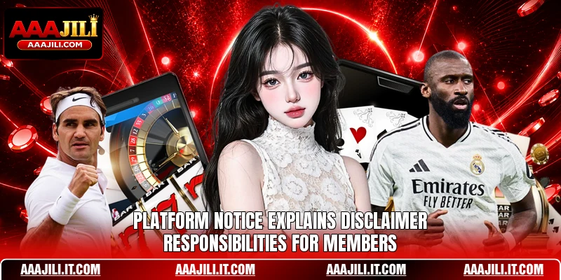 Platform notice explains disclaimer responsibilities for members