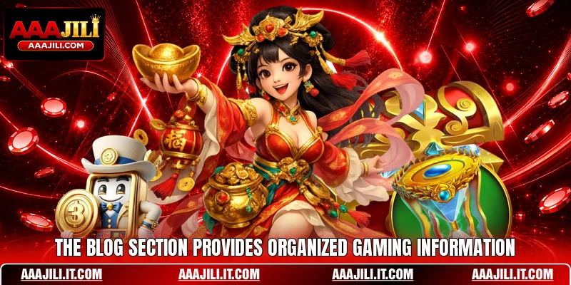 The blog section provides organized gaming information